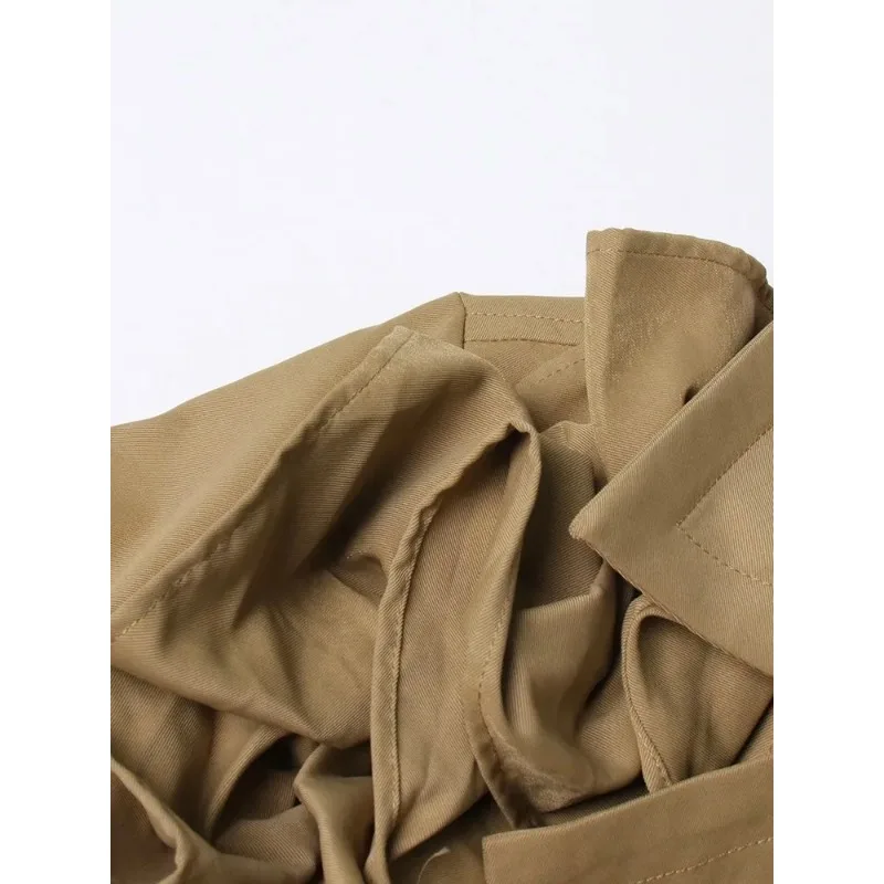 2024 New Patchwork Belt Trench Coat, Women's Lapel Lantern Sleeve, High Waist Patchwork Buttons, Elegant Trench Coat, Coat Women