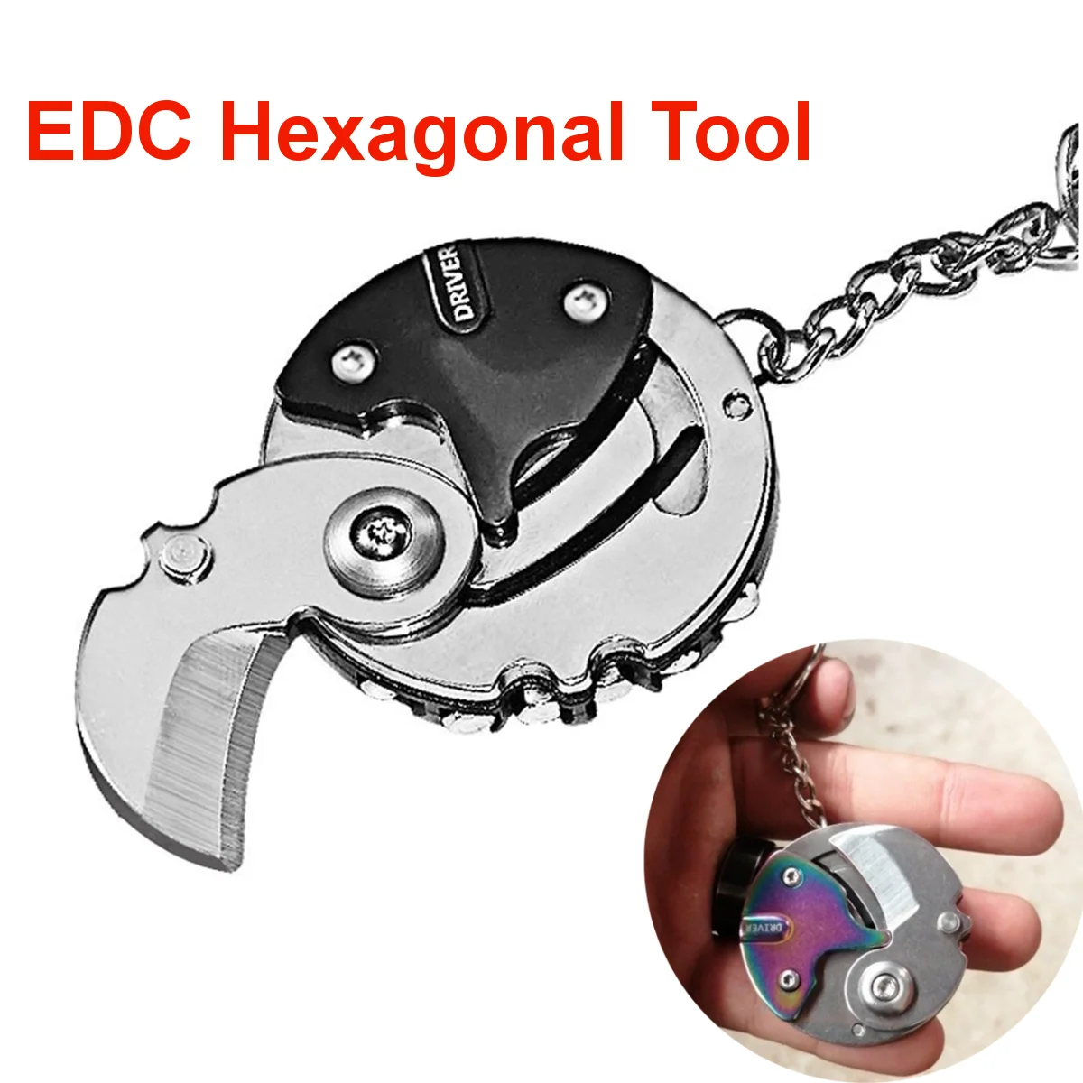 Mini Screwdriver Hanging Keychain Knife Outdoor Survival Emergency Tool Multifunctional EDC Tool Hexagon Fold Coin Knife