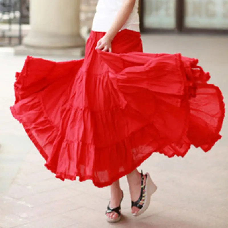 ใหม่ความยาว 85-95 ซม.สเปนผู้หญิง Flamenco Dance Blue Flamenco กระโปรงห้องบอลรูม Latin Salsa เต้นรําชุด Flamenc dancewear