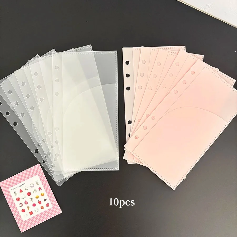 10pcs Double Pockets A6 Binder Devider Bag PP Separator Pages Budget Book Accessory Loose Leaf Ring Saving Pocket Banknotes Hold