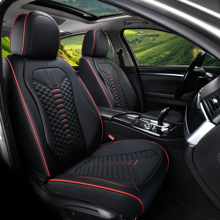 

Seat Covers Full, Waterproof Nappa Leather Covers for Cars, Black Car Covers Car Seat Cushions Fit for Most Cars