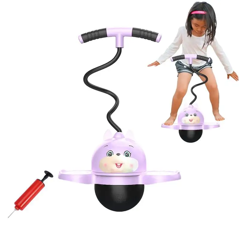 Pogo Jumper With Handle Cartoon Pogo Jumper For Children Wear-Resistant Bouncing Ball With Inflator For Muscle Exercise Cute