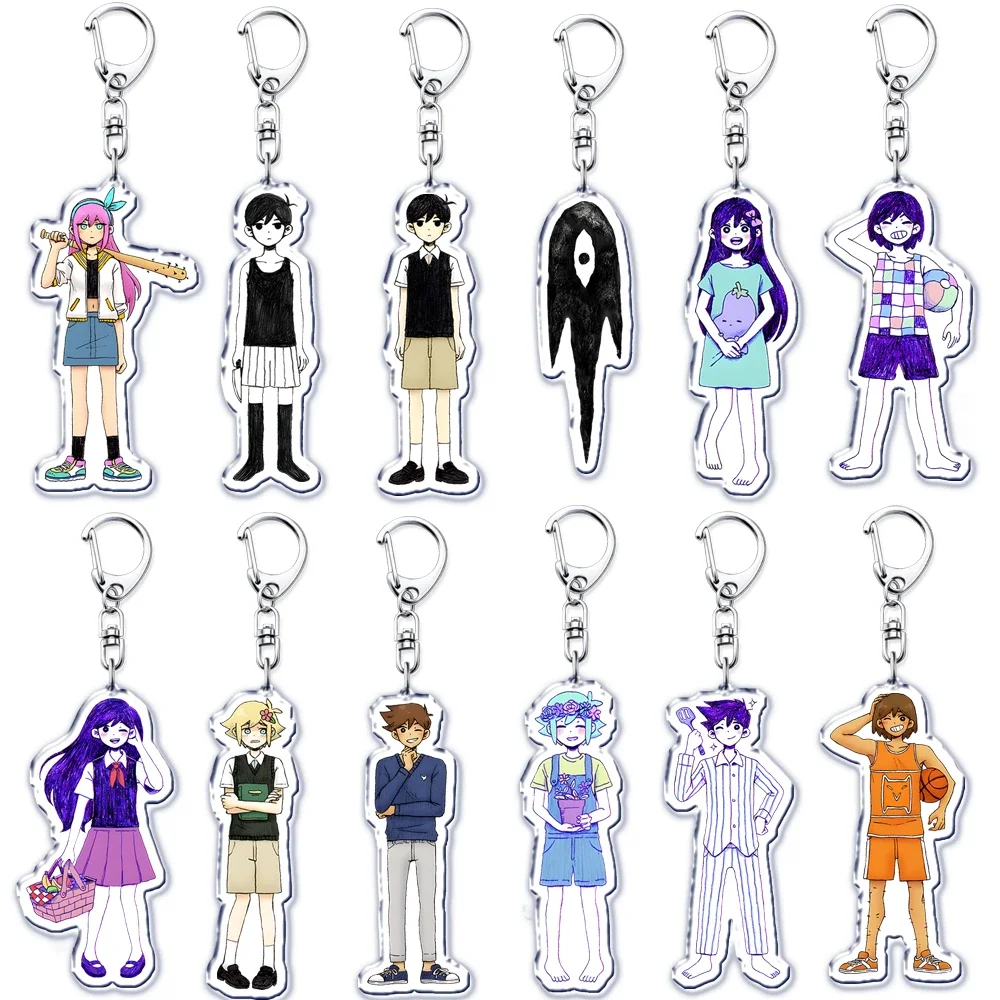 Popular Game Omori Keychain for Bags Pendant Basil Mari Aubery Kel Hero Sunny Something Eye Key Chain Ring Keyring Jewelry Gifts