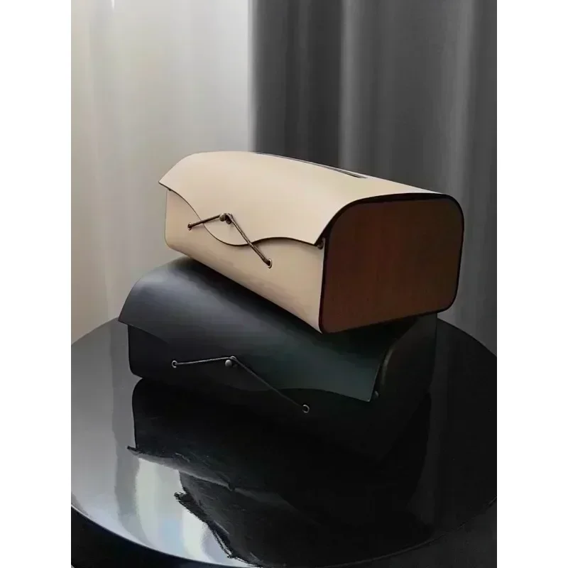 

Light luxury high-end sense living room leather pumping carton household simple creative decoration tissue box