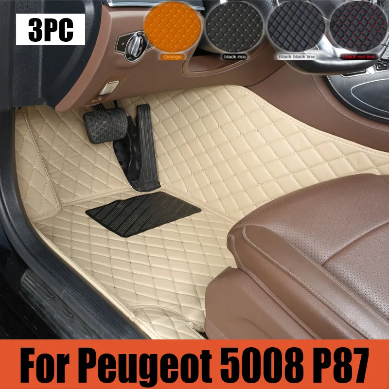 

Car Floor Mats For Peugeot 5008 P87 2017~2022 Auto Luxury Leather Mat Carpets Durable Pad Rugs Interior Parts Car trunk mat