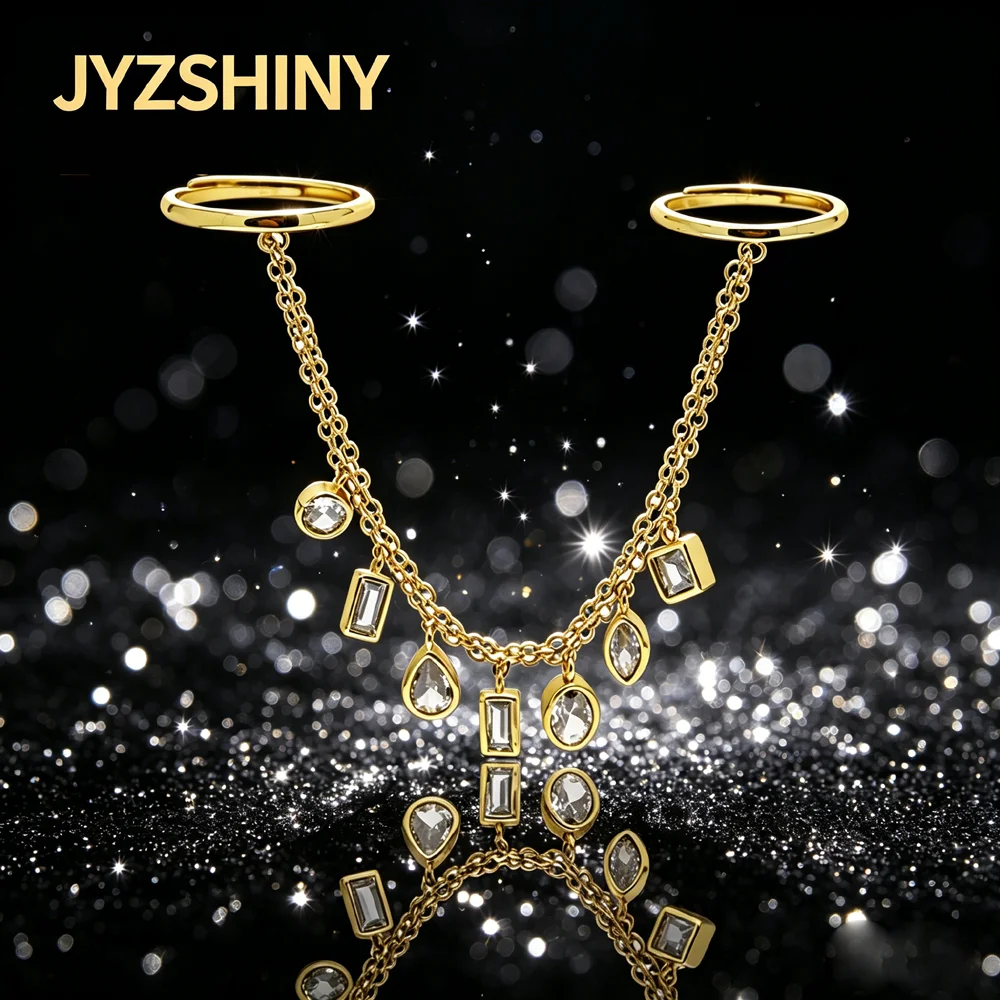Newly listed fashionable women's ring jewelry featuring a double-ring double-layer long chain pendant in a droplet shape jewelry