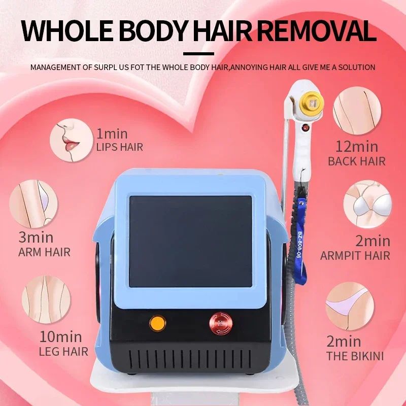 Professional 2026 Diode Laser Hair Removal Machine 808nm 755nm 1064nm Ice Laser Permanent Painless Salon Hair Removal Device