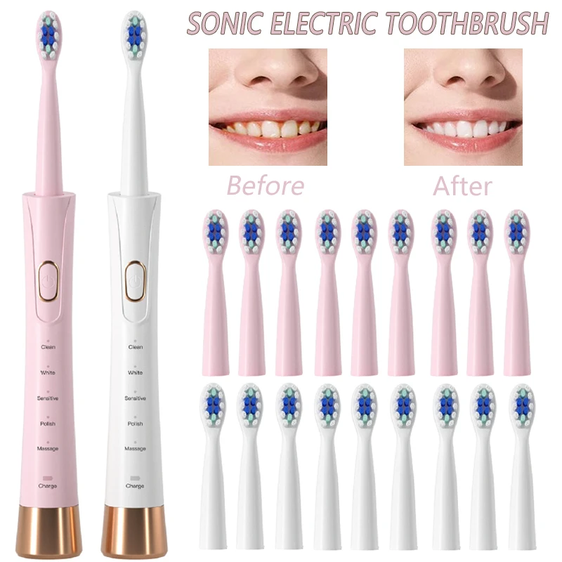 

Electric toothbrush adults sonic toothbrush rechargeable 5-speed adjustment Whitening and cleaning to remove yellowing teeth
