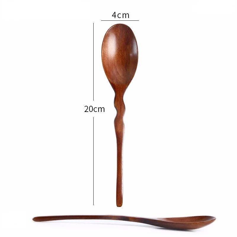 Shaped Solid Wood Fork Wooden Spoon Japanese Long Handle Fruit Fork Dessert Fork Cake Wooden Spoon Fork Cutlery Natural Logs