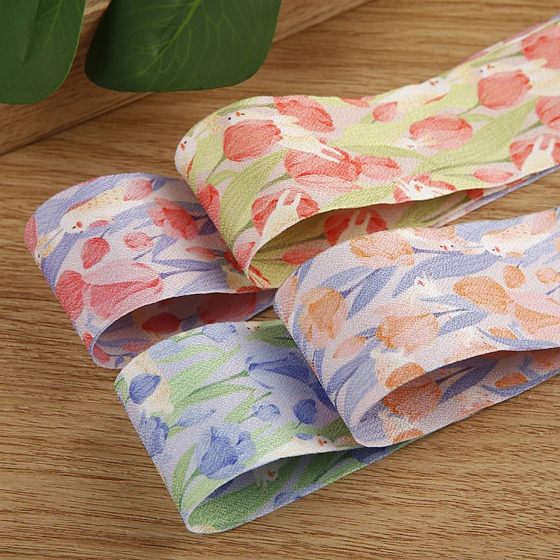 

Cartoon Print Cotton Ribbon For Hair Bows Handicrafts Accessories Animal Rabbit Flower Pattern Garment Apparel Gift Wrapping DIY