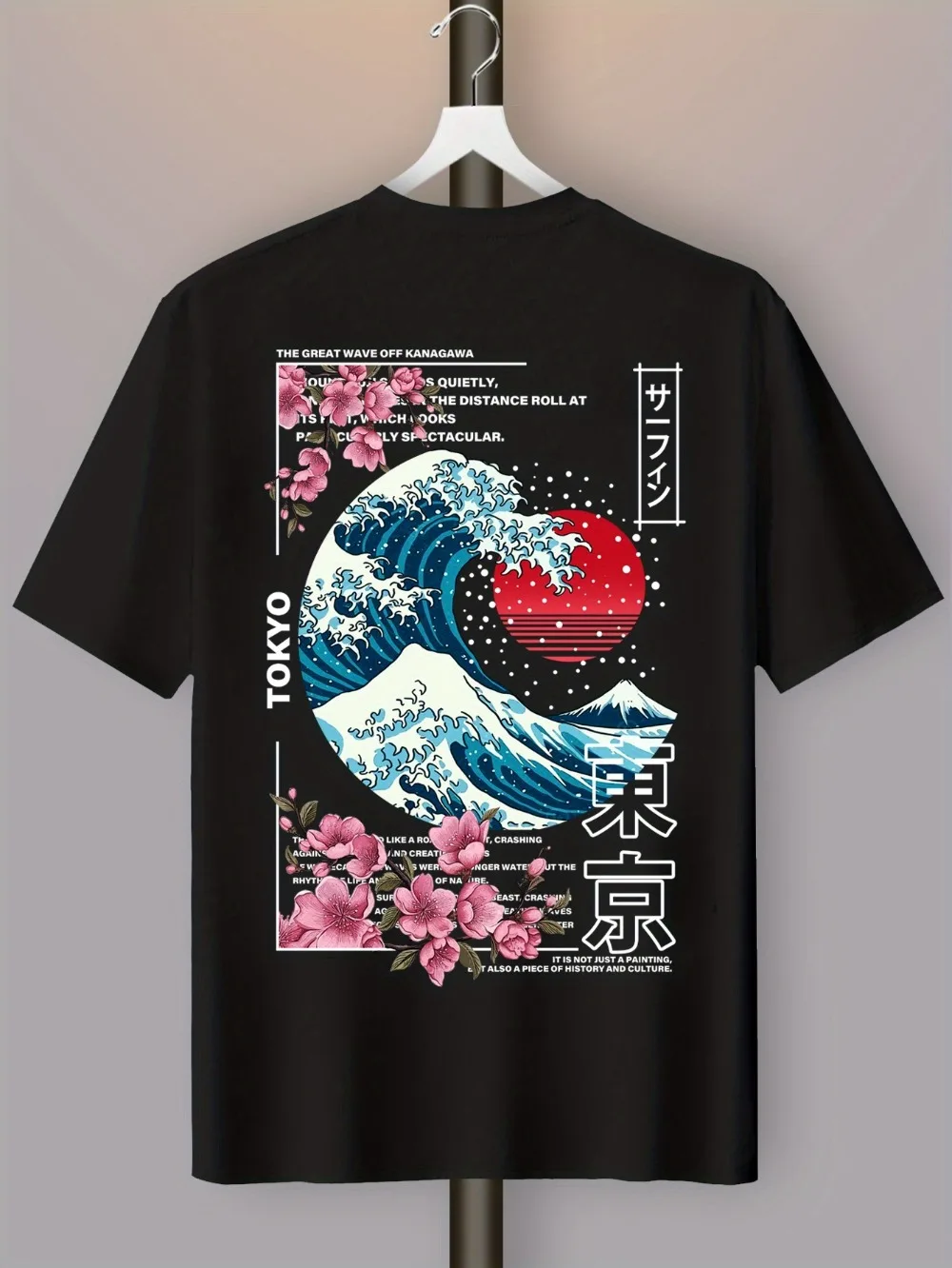 Ukiyo-e Tokyo's Asakusa Waves Sea Cherry Blossoms 3D Print Breatha Quick-dry Men's T-shirt Casual Sports  Parent-child Clothing