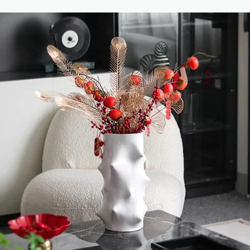 Round Spike Decorative Vase Plant Pots Table Decoration Flower Arrangement Abstract Crafts Floral Vases Room Aesthetic Decor