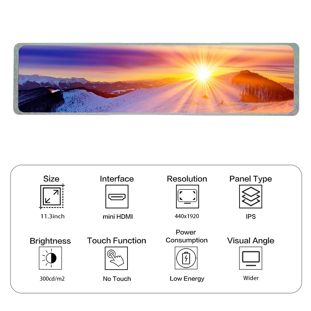 Imagem -04 - Lesown-barra de Tela Longa Hdmi Painel Lcd Módulo 440x1920 Tela Secundária Cpu Gpu Monitoramento de Temperatura 113 Polegada