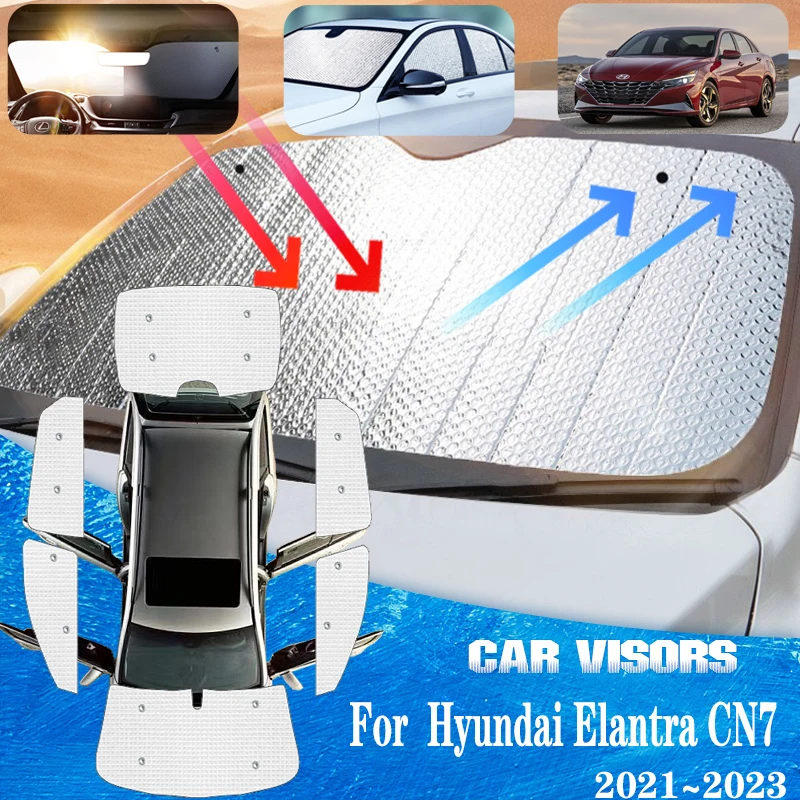 

Car Full Sun Visors For Hyundai Elantra CN7 2021 2022 2023 Avante i30 Sedan Car Window Shading Sun Protector Visors Accessories