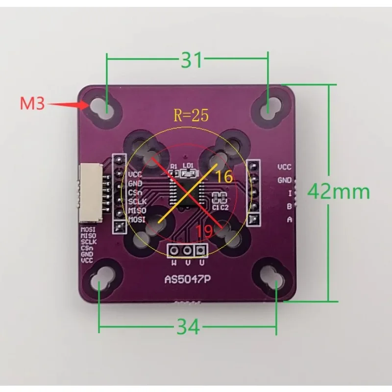 AS5600 AS5047P MT6701 TLE5012B MT6835 with Magnet, Provide Schematic Source Code