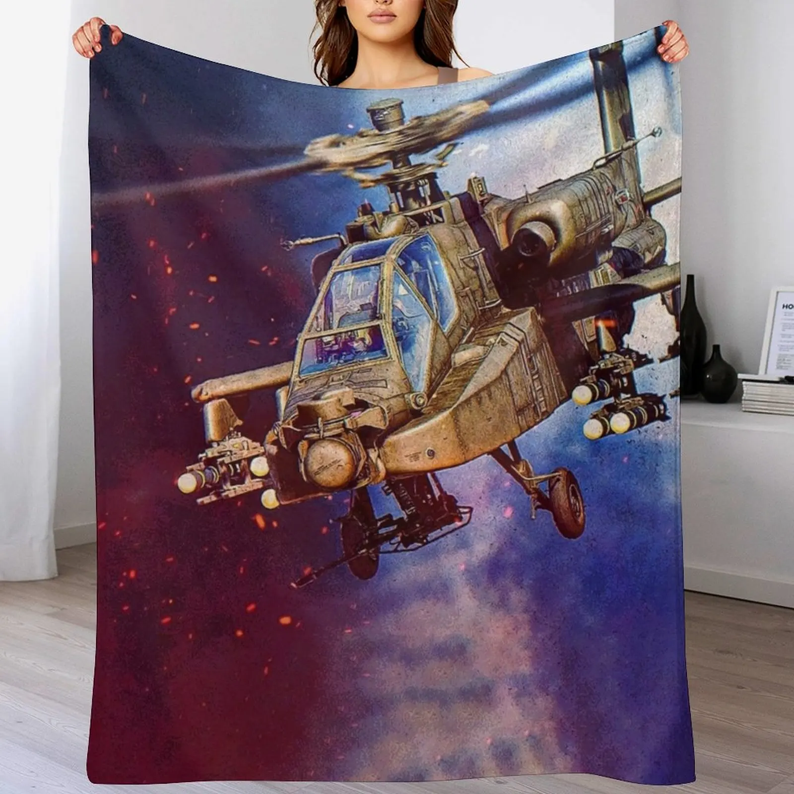 AH-64D Apache Helicopter Throw Blanket