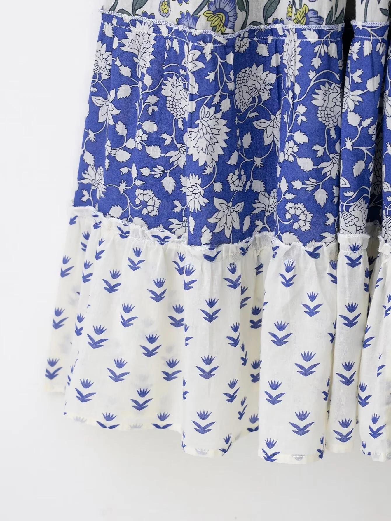 Vestido midi f de primavera, com estampa patchwork, em camadas, e, com cintura l, sem mangas, em fibra de...