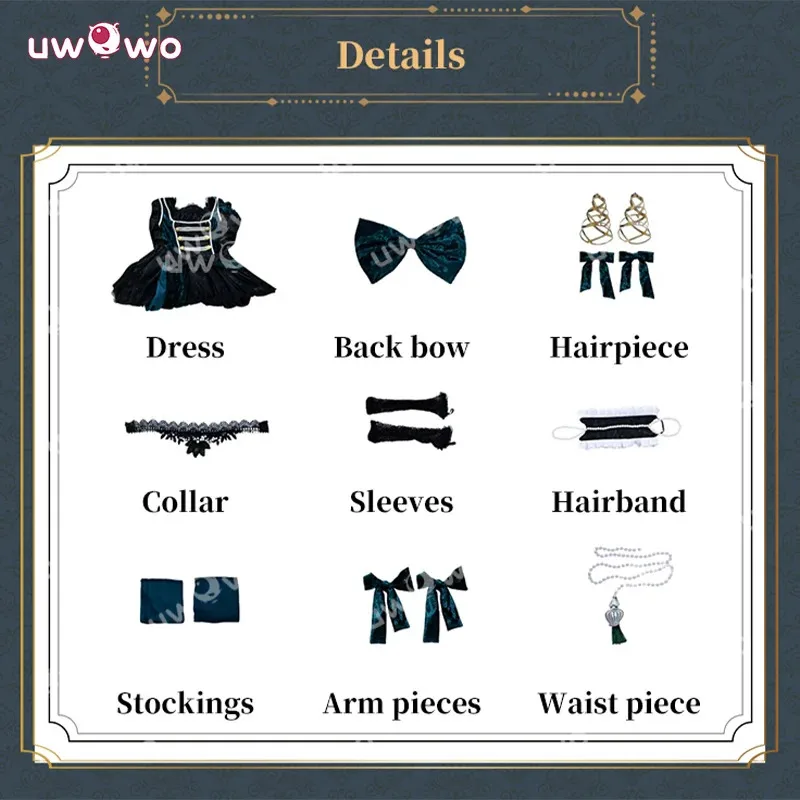UWOWO Collab Series: Ciell Cosplay Anime Black Bulterr Ciell Sieglinde Sullivan Emerald Witch Gown Cosplay Costume