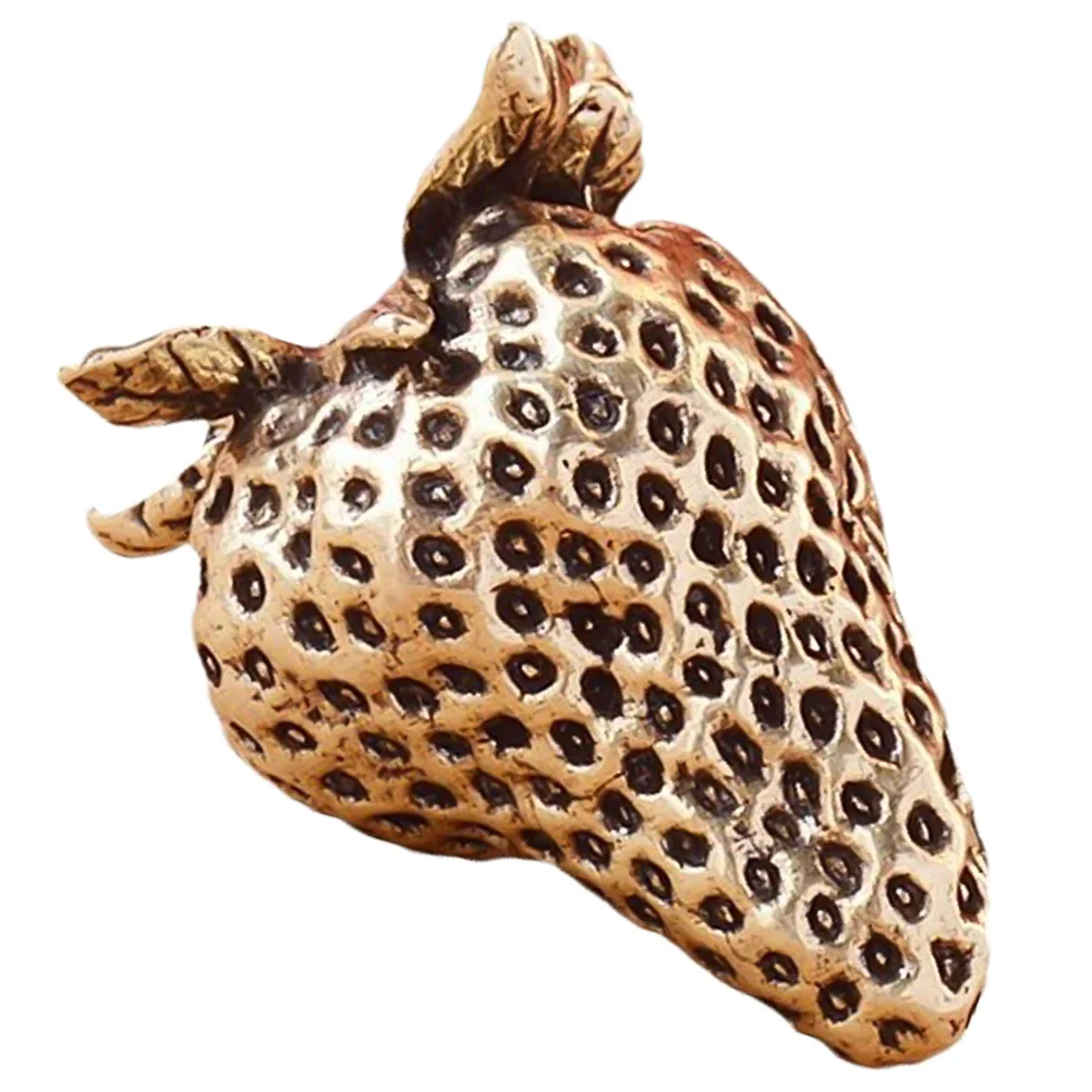 

Brass Strawberry Figurine Fruit Statue Brass Strawberry Ornament Home Desktop Decor