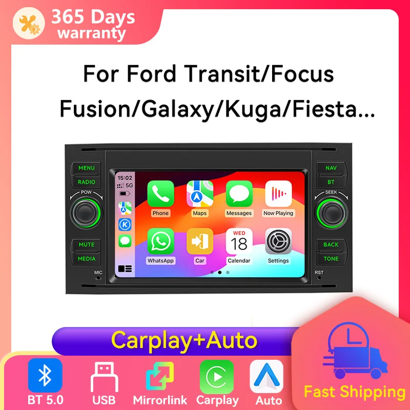 Car Multimedia Player Stereo Radio For Ford Transit Focus Fusion Galaxy Kuga Fiesta Wireless Carplay Android Auto MP5 Head Unit