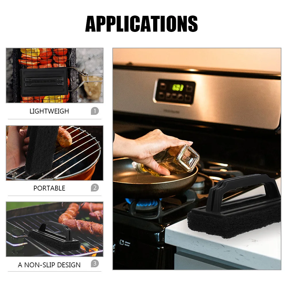 

2Pcs Bbq Cleaning Brushes Sturdy Non-Slip Handle Multi-Purpose Grill Scrubber Brush for Outdoor Kitchen Grilled Rack
