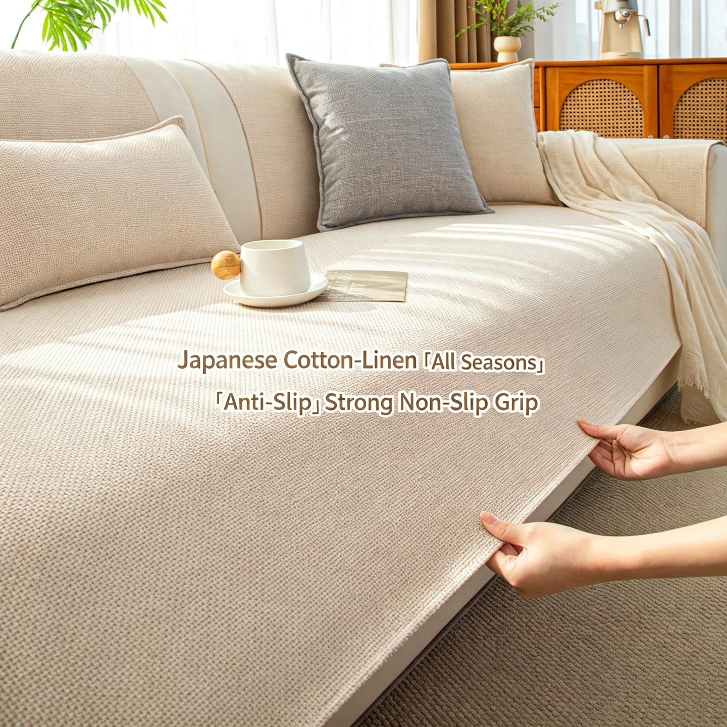 Cotton Linen Sofa Cushion Cover 2026 New All Season Anti-Slip Premium Thick Sofa Seat Mat Couch Cover Protector for Living Room