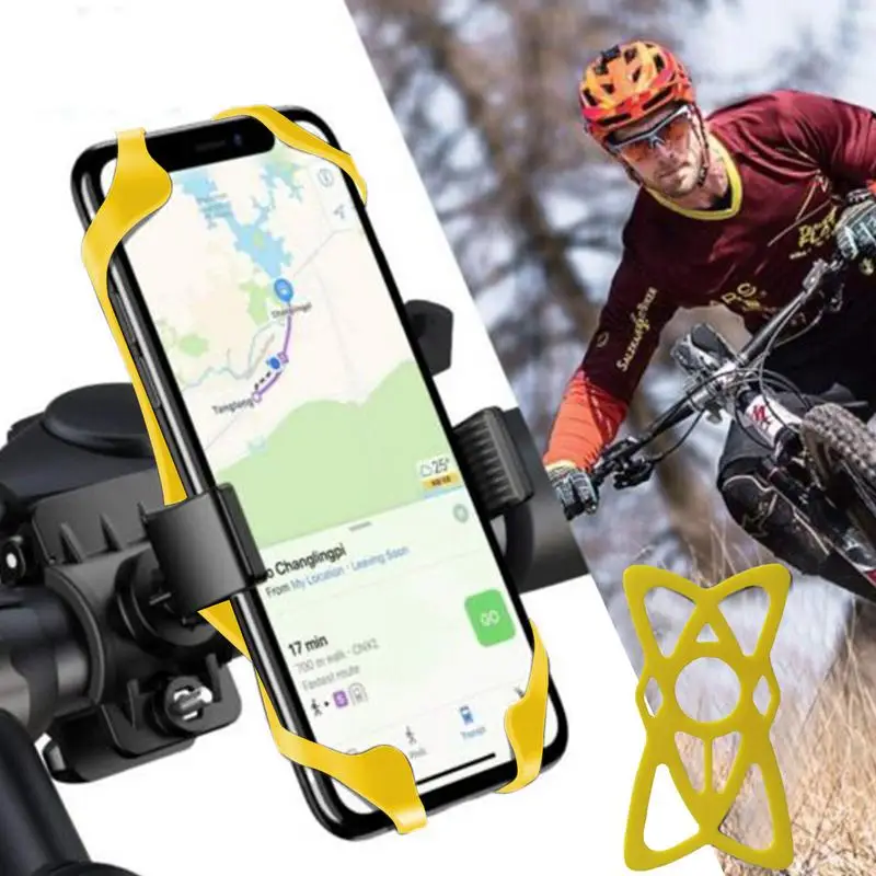 Bicycle Mobile Phone Holder Silicone Net Protective Cover Phone Cell Band Elastic Strap Universal Security Silicone Mount