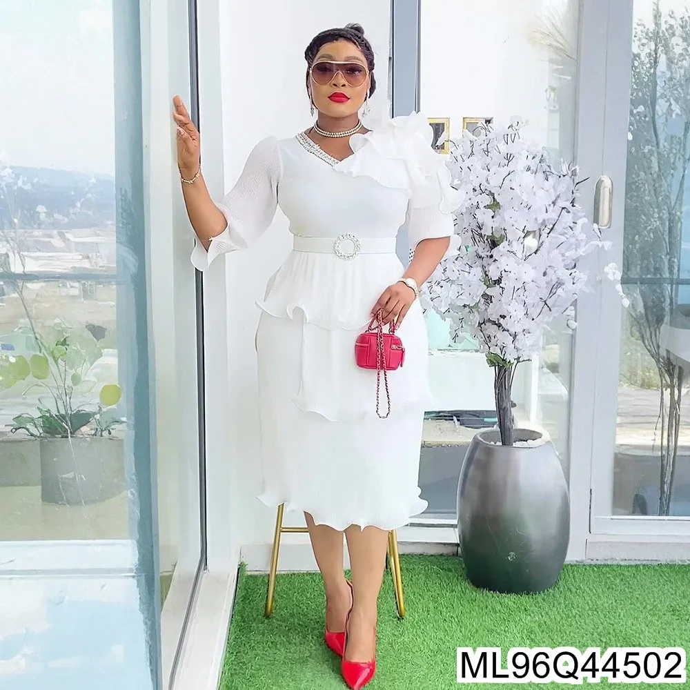 

2025 New A Mid-length Pleated Dress with Elegant and Sweet Charm From Dubai, Europe and America ML96Q445