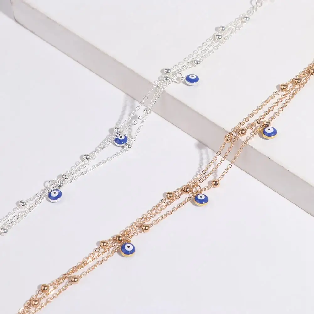 الغريبة الذهب/الفضة شيطان العين الزرقاء سحر خلخال قابل للتعديل بوهيميا مجوهرات للقدم شاطئ هندسي #3