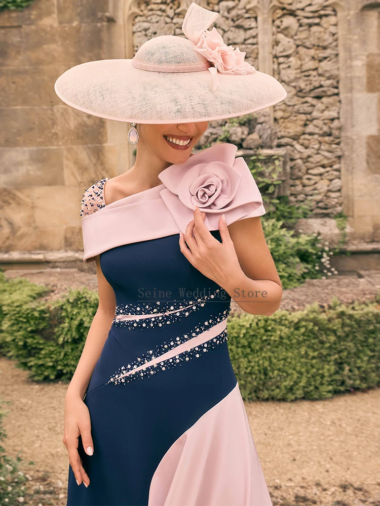 Customized Wedding Guest Dresses Asymmetrical Beading A Line Mother of the Bride Dress High Low 3D Flower Formal Party Gown Midi image 5