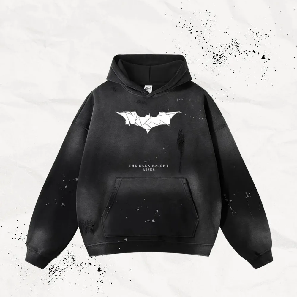 American Hoodie Y2K Clothes Mens Womens Streetwear  Harajuku Gothic Bat Graphic Print Oversized Black Hoodie Sweatshirt Clothes