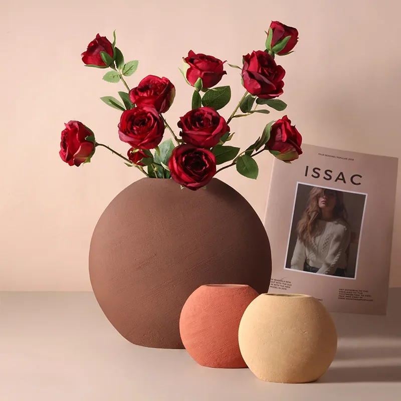 Round shaped classical fashion Home Decoration Flower Vase Living Room Ceramic Vase 210628-11