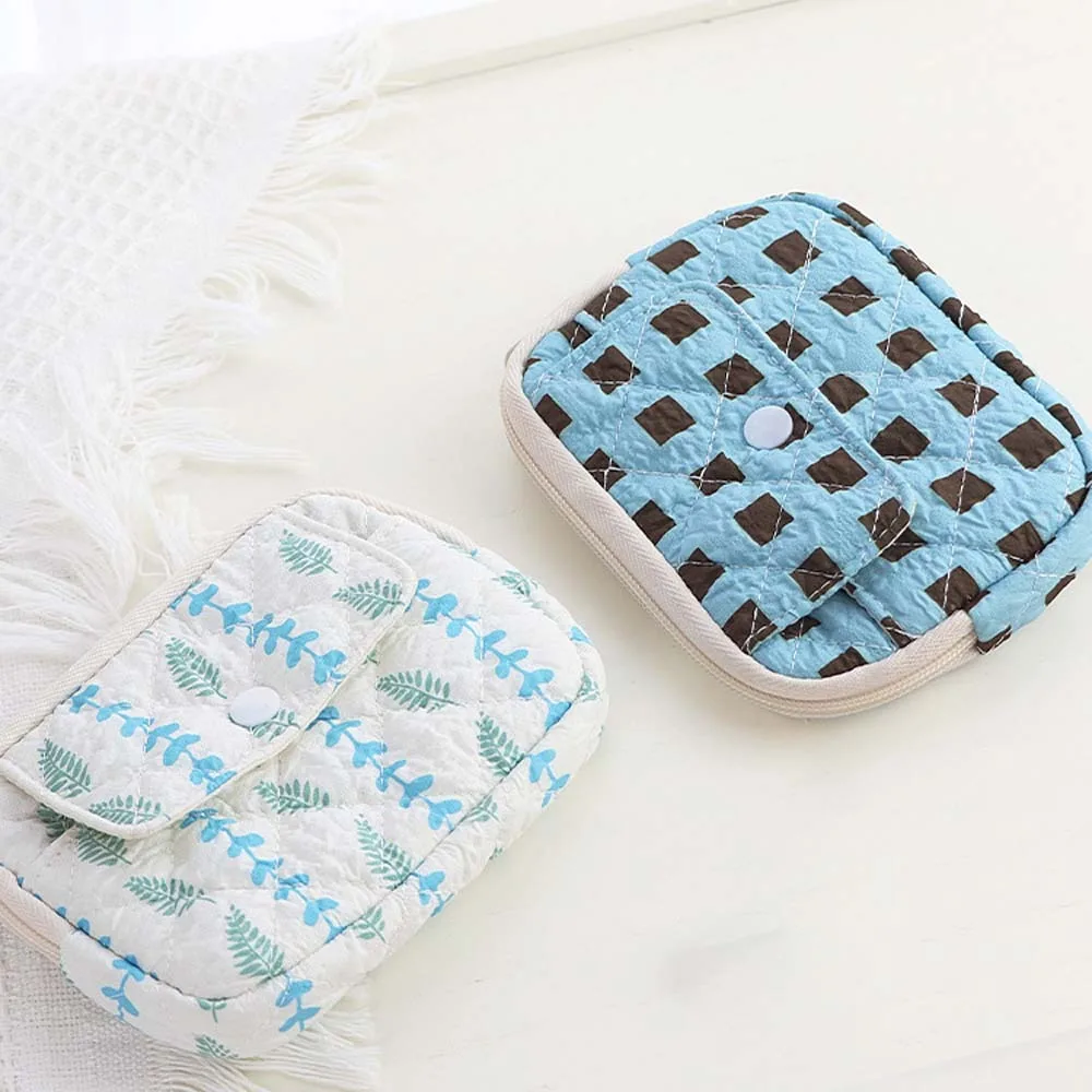 

Stripe Quilted Cotton Coin Purse Polka Dot Korean Style Small Makeup Lipstick Bag Card Holder Large Capacity