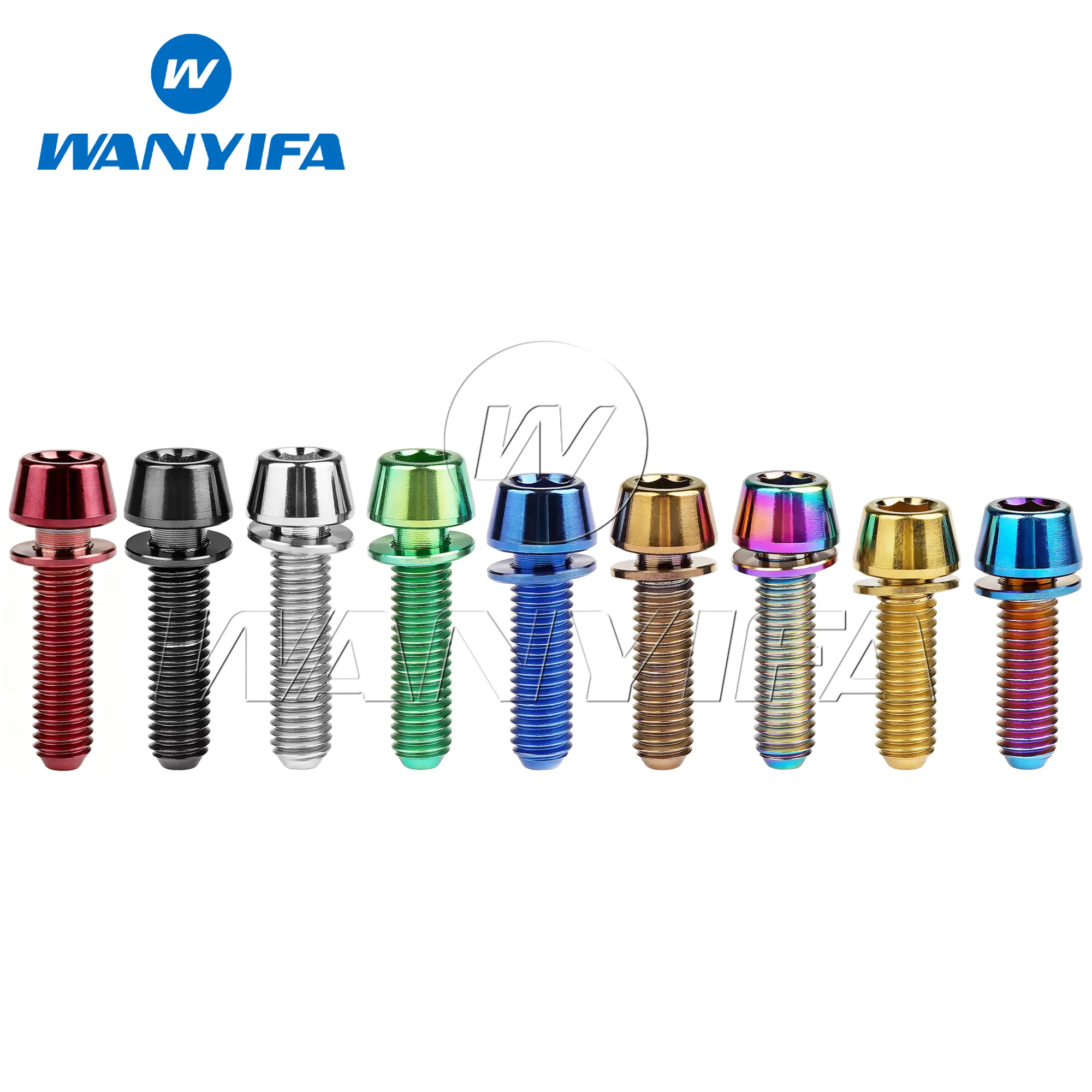 Wanyifa Titanium Bolt M5M6x16/18/20/25mm Conical Head Ti Screws with Washer for Bicycle Stems