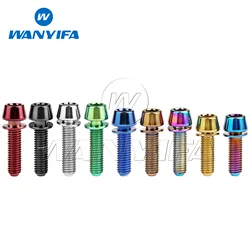 Wanyifa Titanium Bolt M5M6x16/18/20/25mm Conical Head Ti Screws with Washer for Bicycle Stems