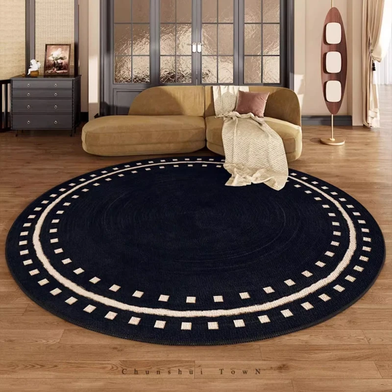 Japanese Style Round Living Room Oversized Carpets Minimalist Striped Bedroom Carpet Black Home Dedicated Rug Plush Soft Rugs IG