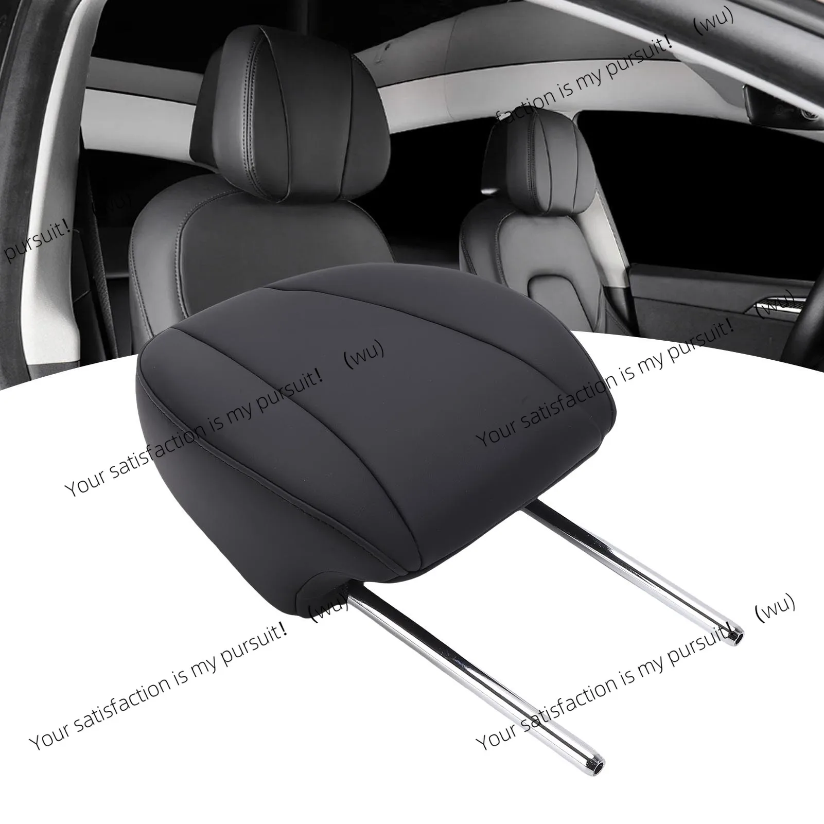 For Car Headrest Memory Foam Comfortable Neck Support PU Leather Car Seat Head Rest