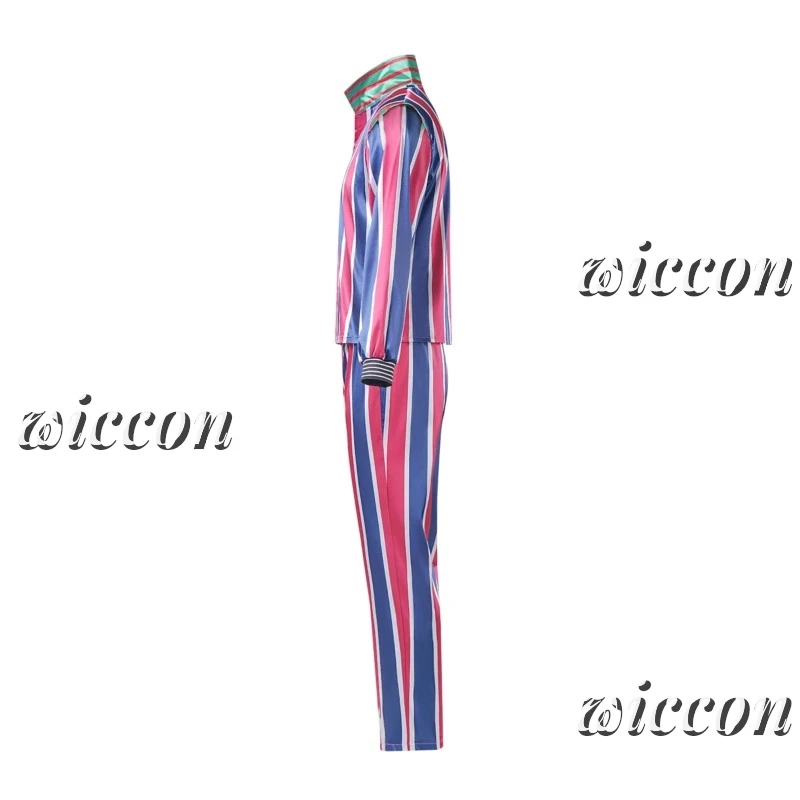 

Костюм для косплея Дэвида Боуи Stardust с пайетками, розово-синий полосатый костюм для выступлений на сцене, наряд на Хэллоуин