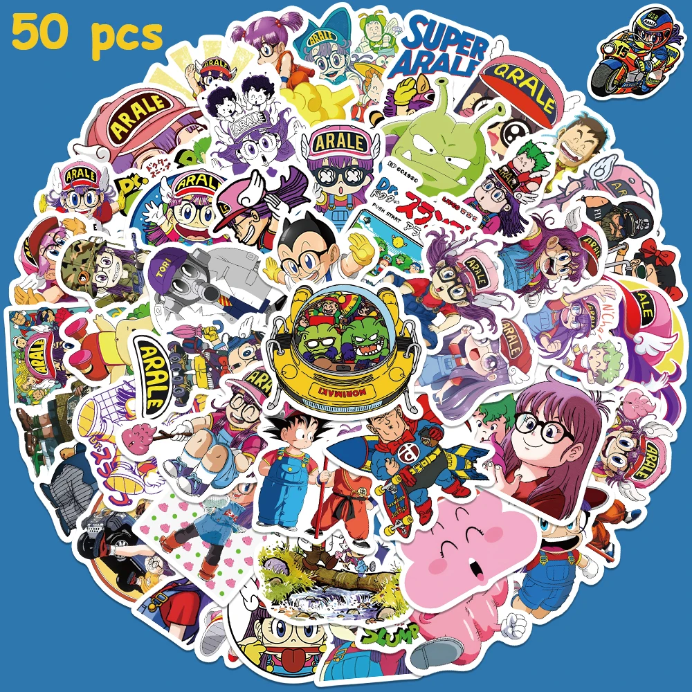 Bonito Arale Cartoon Graffiti Adesivos, Decalques Kawaii para Crianças, Laptop, Bagagem, Skate, Telefone, Vinil, Impermeável, 50Pcs