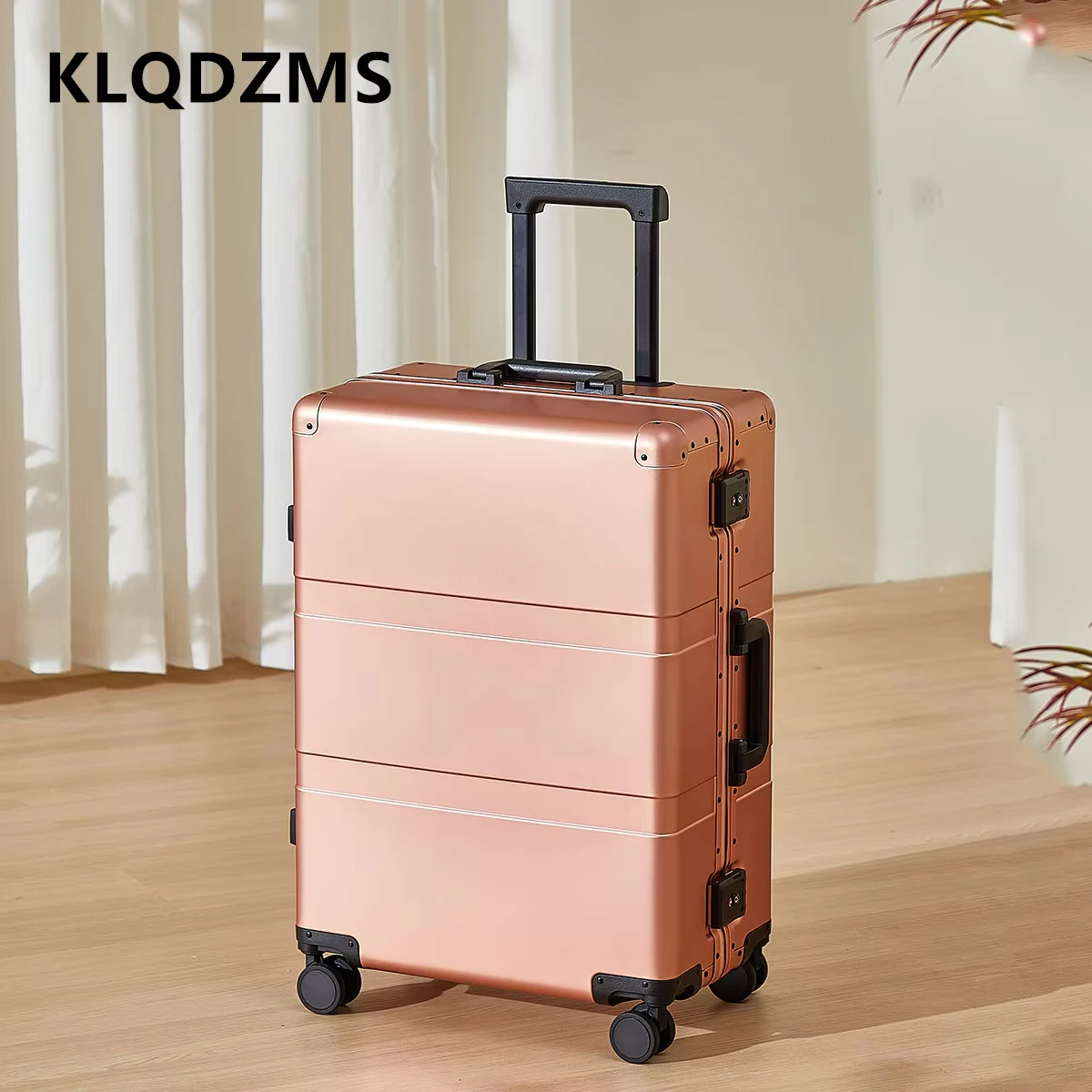 

KLQDZMS Luggage on Wheels Full Aluminum Magnesium Alloy Boarding Box Business Trolley Case 20“24”28 Inch Large Capacity Suitcase