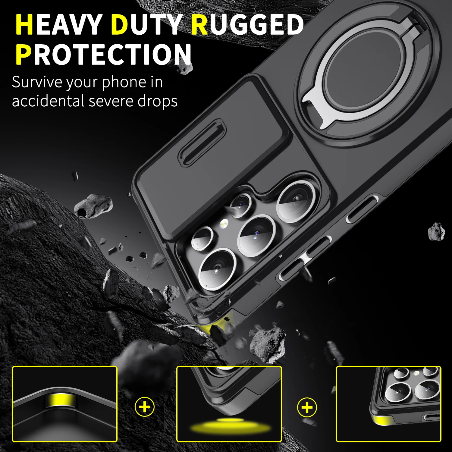 For Samsung Galaxy S25 Ultra Plus S24 S23 A55 A35 A16 Protective Phone Lens With Bracket Ring Magnetic Suction Wireless