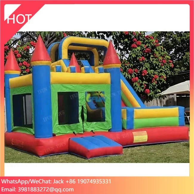 

Portable Outdoor Inflatable Bouncy Castle Slide Kids Playground Equipment Children's Inflatable Games Includes Blower Accessory