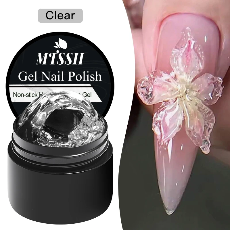 Gel de modelage pour ongles 3D transparent anti-adhésif 8ml, gel solide pour la création de faux ongles, sculpture de fleurs.
