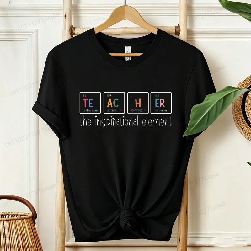 Teacher T Shirt Women Periodic Table Chemistry Graphic Tee Science Teacher Gift Casual Short Sleeve Top Back To School Tees
