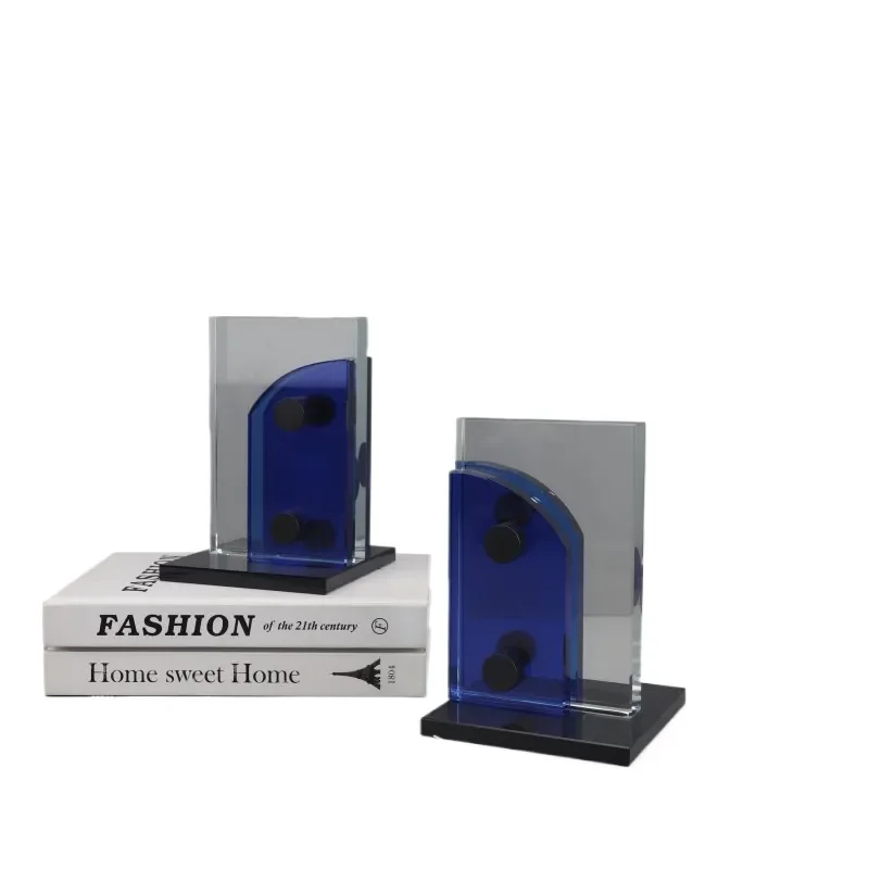 for Nordic Creative Blue Arched Crystal Bookcase Ornament Study Living Room Bedroom Entrance Model Room Home Decoration