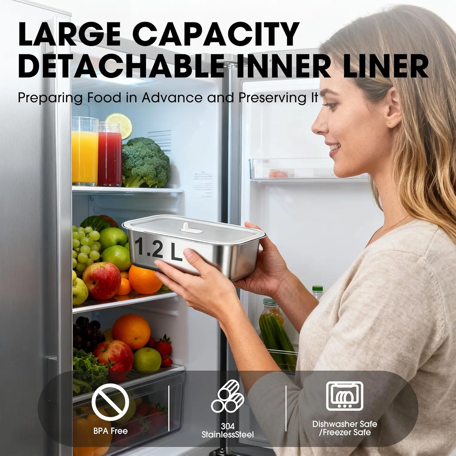 صندوق غداء كهربي لاسلكي سعة 1.2 لتر مع تحكم في التطبيق، سخان طعام ساخن يعمل بالبطارية، 248 ° F Max، مقاوم للتسرب، محمول لـ W #6