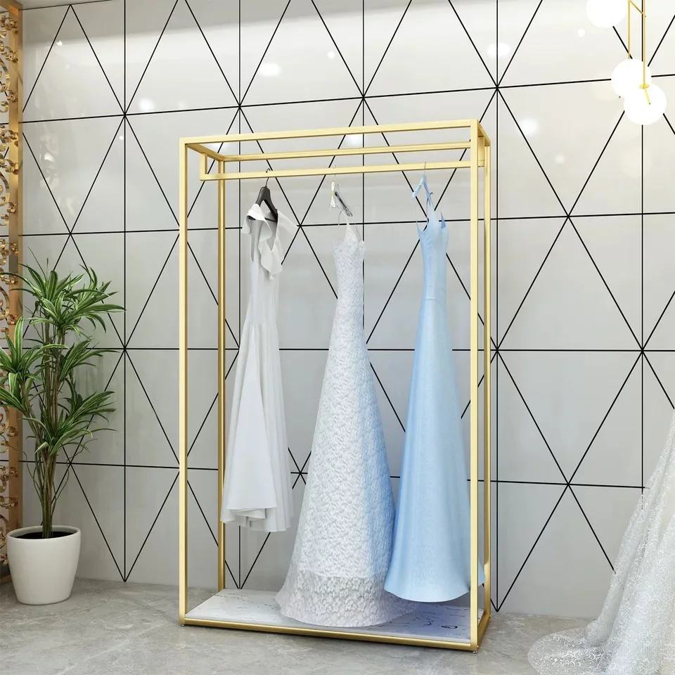 

Custom .Custom.Hot Selling Modern Clothing Store Fixture Retail Stand Garment Wedding Dress Display Racks