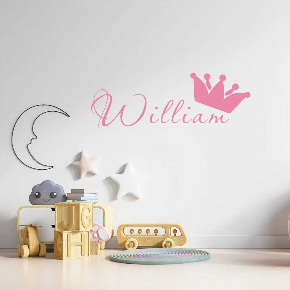 1pc Fun Personalize Custom Name Crown Wall Sticker Vinyl Art Home Decor0 Diy Pvc Home Decoration Accessories