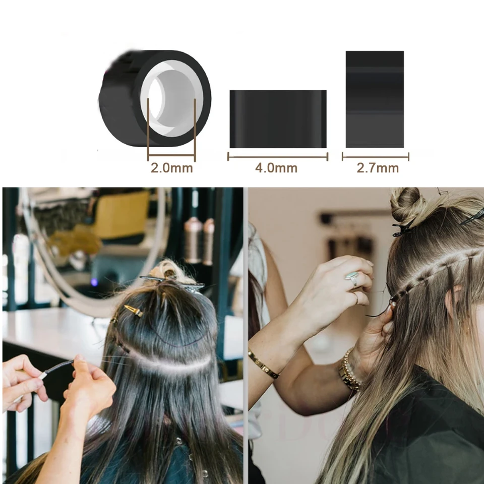 1000 piezas de micro anillos de silicona de 4mm para extensiones de cabello, microlinks para cabello humano, herramientas y accesorios de cuentas multicolor 2