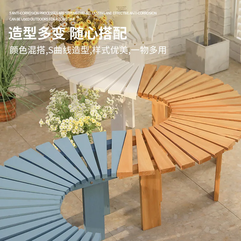 Preservative wood tree stool flower stand garden seat outdoor rest stool outdoor solid wood bench patio long stool